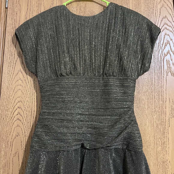 Vintage Morton Myles I. MAGNIN 80s Olive Green Gold Metallic Layered Dress Sz-XS - Picture 2 of 13